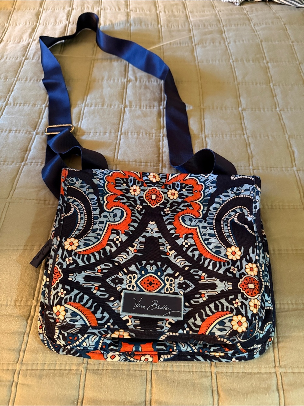 Vera Bradley Navy, Orange & Light Blue Patterned Crossbody